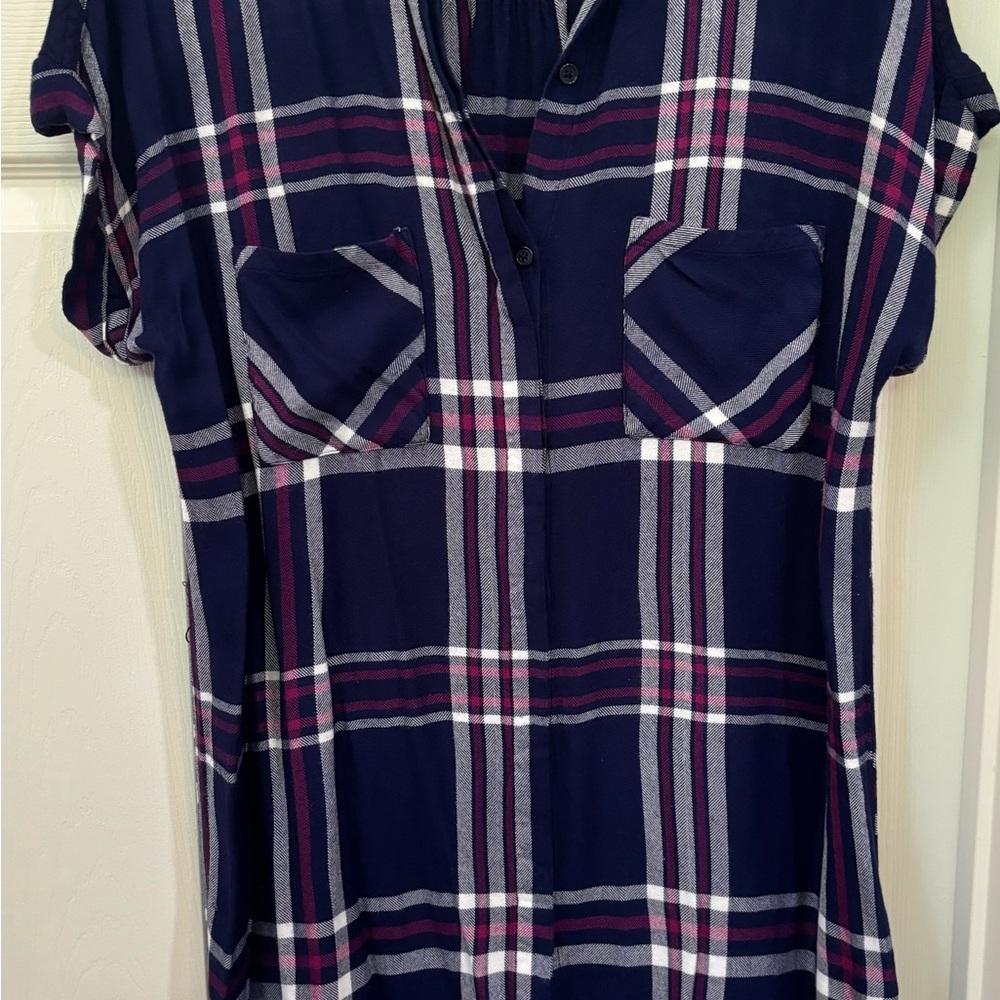 PLAID SHIRT DRESS SIZE M
